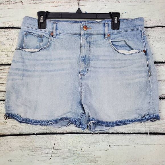 LOFT Women’s Light Wash Jean Shorts Size 12 High Rise Frayed Hem Casual Summer - Picture 1 of 6